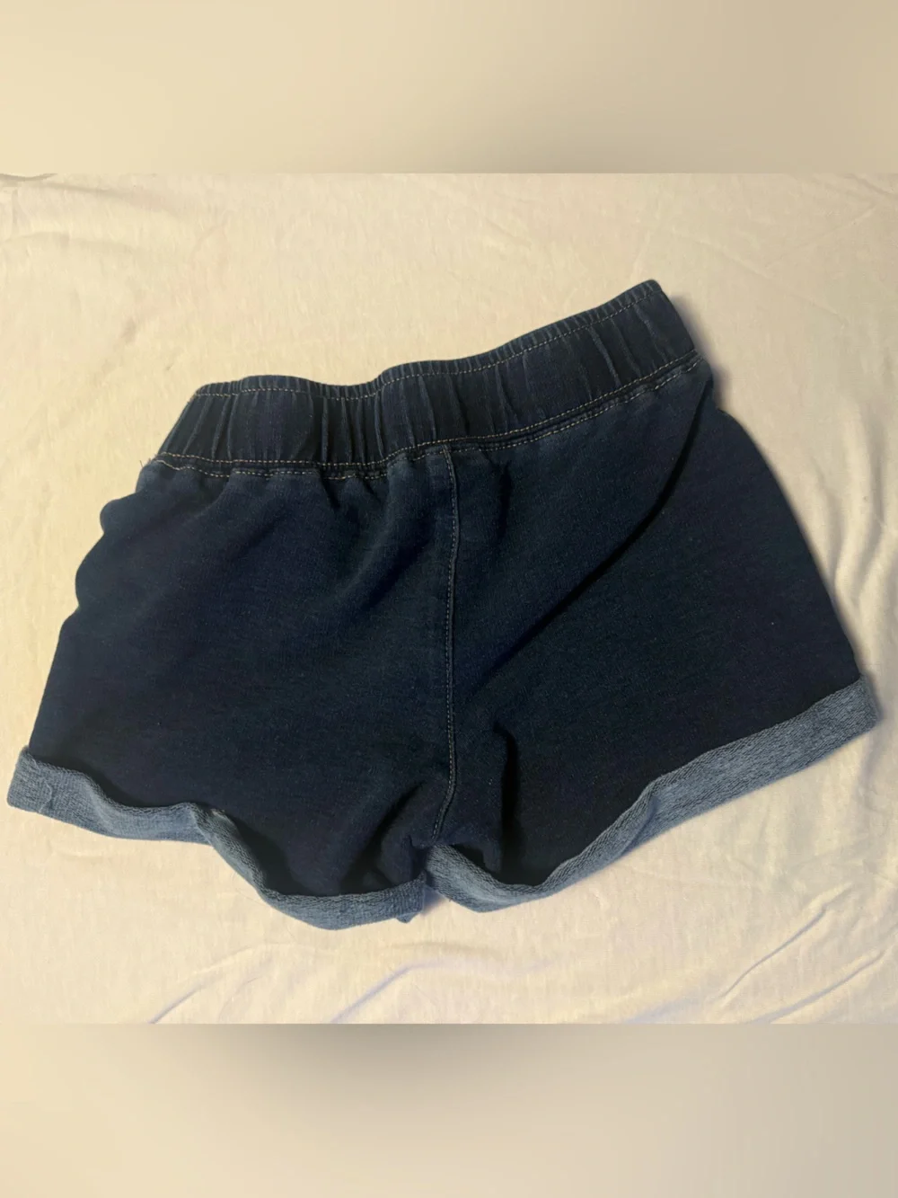 Justice Girls Navy Blue Denim-Look Drawstring Shorts